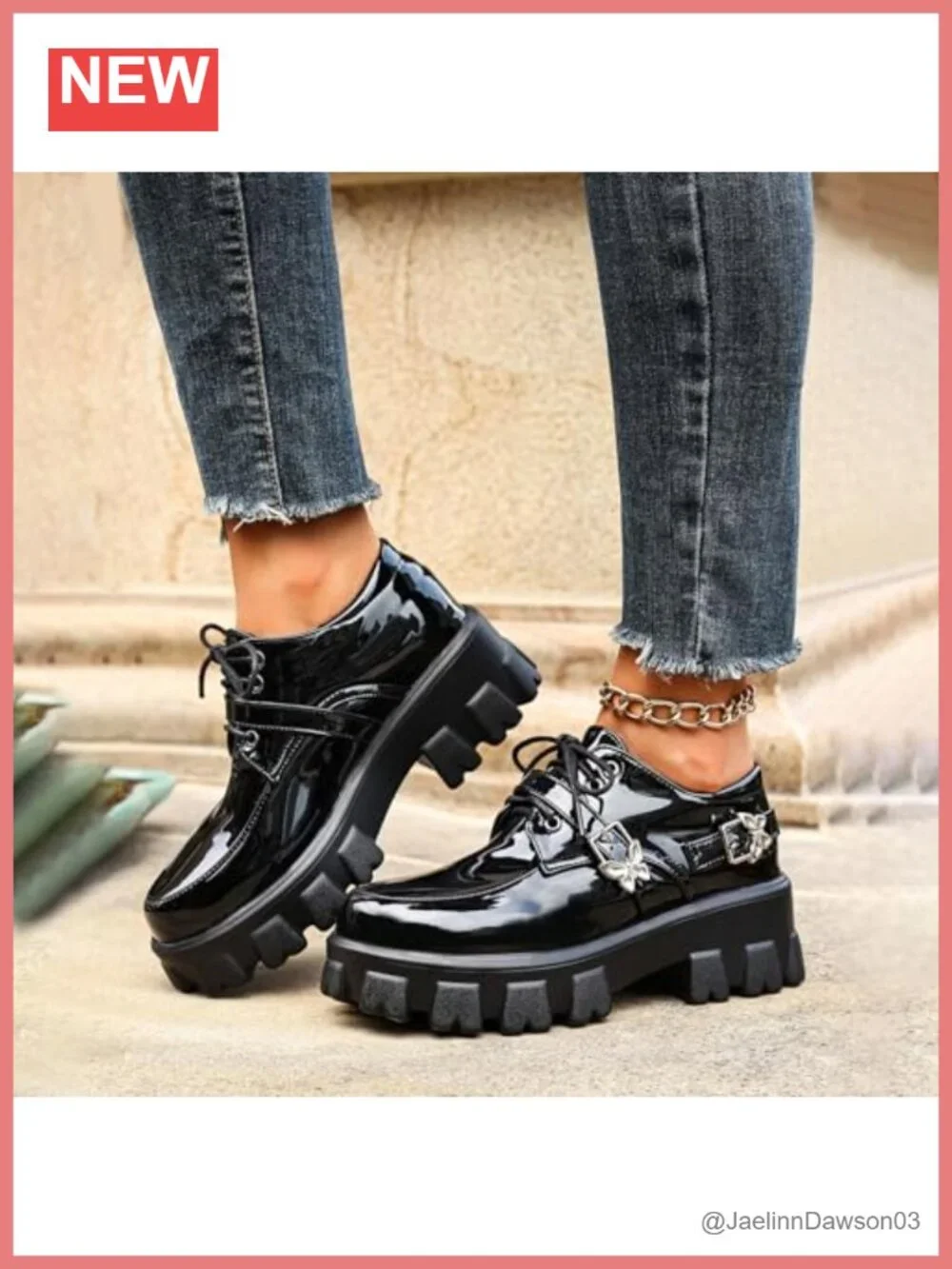 Chunky Platform Loafers Goth Oxfords Shoes for Women Faux Leather Block Heel